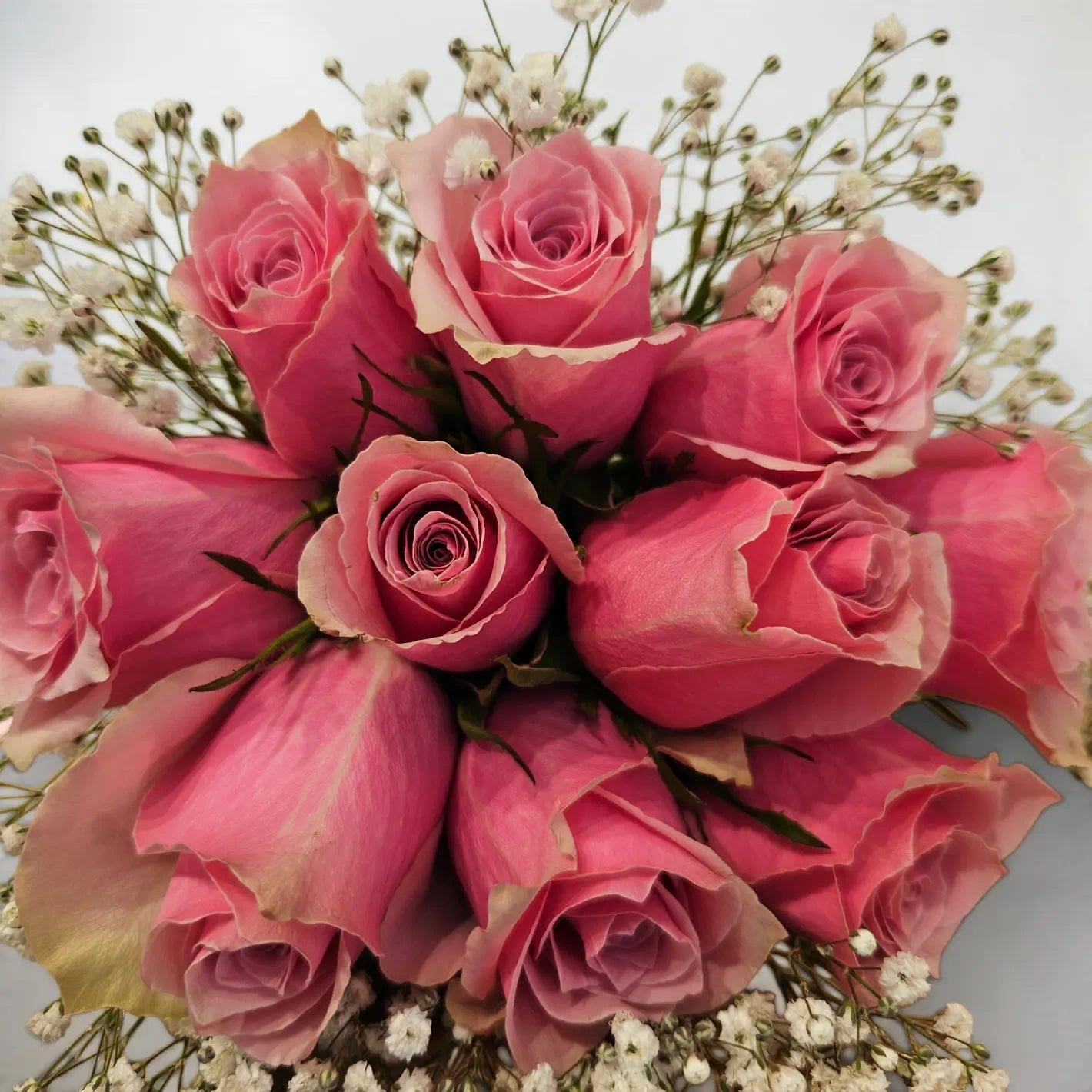Pembe Gül ve Cipso Romantik Gelin Eli Buketi